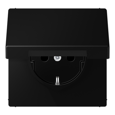 Enchufe tapa abatible protegido LS Negro Mate Enchufe tapa abatible protegido LS Negro Mate